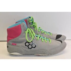 Rudis Colt 2.0 Wrestling Shoes Magenta Lime Gray Mens Size 8 Flexible Light